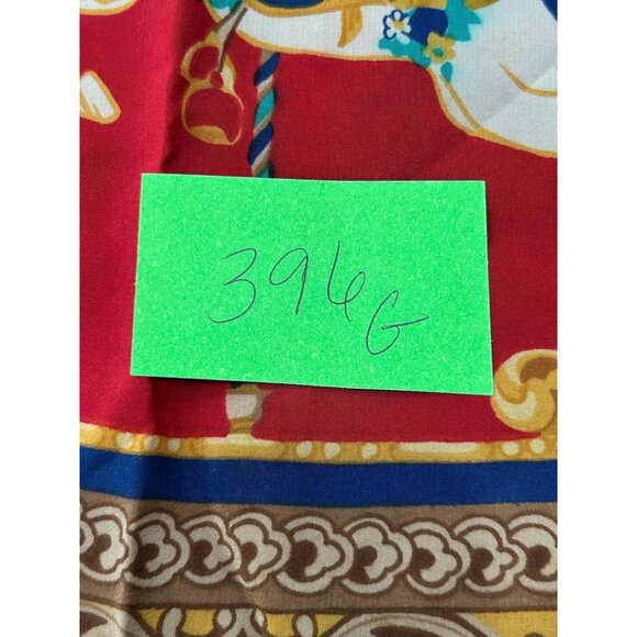 Vintage Italian Silk Scarf Carousel Horse Design 100% Silk 30 x 32 Made In Italy - Picture 5 of 6